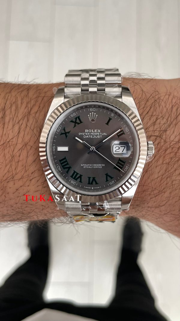Rolex Datejust Wimbledon 126334 Jubilee 41mm DD3235 V2 Super Klon Swiss ETA Saat AR Factory