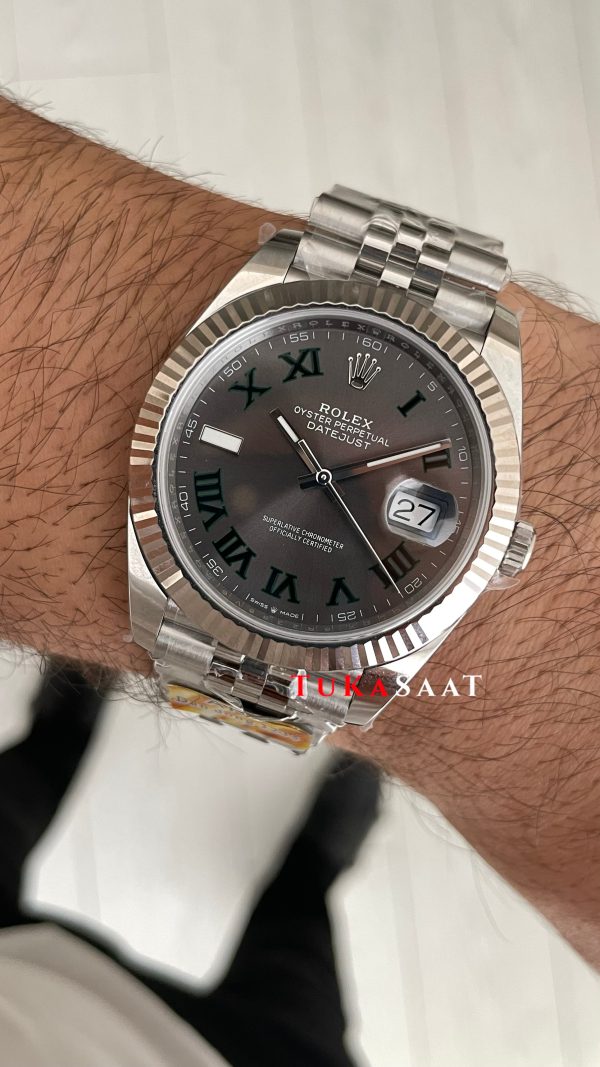 Rolex Datejust Wimbledon 126334 Jubilee 41mm DD3235 V2 Super Klon Swiss ETA Saat AR Factory