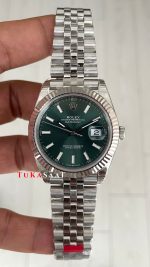 Rolex Datejust Yeşil 126334 Jubilee Mint Green Dial 41mm V2 3235 Super Clone Swiss ETA Saat VS Factory