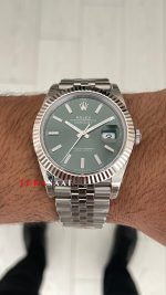 Rolex Datejust Yeşil 126334 Jubilee Mint Green Dial 41mm V2 3235 Super Clone Swiss ETA Saat VS Factory