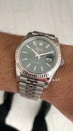 Rolex Datejust Yeşil 126334 Jubilee Mint Green Dial 41mm V2 3235 Super Clone Swiss ETA Saat VS Factory