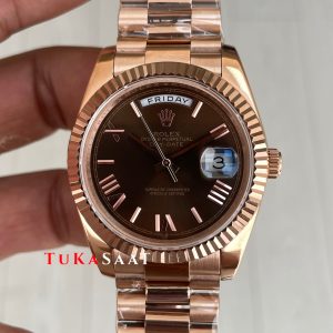 Rolex Day Date Kahverengi 228235 Chocolate Roman Dial 40mm Rose Replika Saat