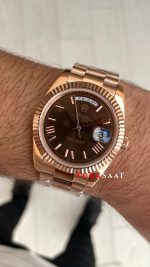 Rolex Day Date Kahverengi 228235 Chocolate Roman Dial 40mm Rose Replika Saat
