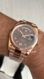 Rolex Day Date Kahverengi 228235 Chocolate Roman Dial 40mm Rose Replika Saat