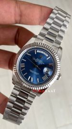 Rolex Day Date Mavi 228239 Blue Roman Dial 40mm Silver Replika Saat