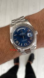 Rolex Day Date Mavi 228239 Blue Roman Dial 40mm Silver Replika Saat