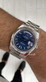 Rolex Day Date Mavi 228239 Blue Roman Dial 40mm Silver Replika Saat