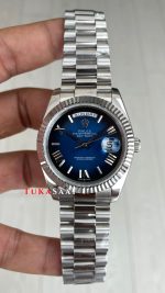 Rolex Day Date Mavi Kadran 228239 Blue Ombre Roman Dial 40mm Silver Replika Saat