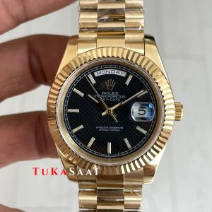 Rolex Day Date Siyah 228238 President 40mm Gold Replika Saat