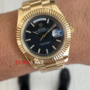 Rolex Day Date Siyah 228238 President 40mm Gold Replika Saat