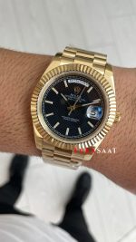 Rolex Day Date Siyah 228238 President 40mm Gold Replika Saat