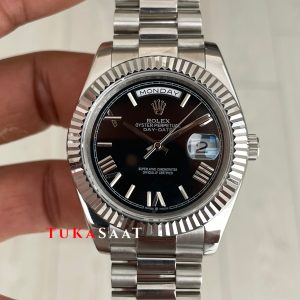 Rolex Day Date Siyah 228239 Black Roman Dial 40mm Replika Saat