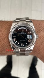 Rolex Day Date Siyah 228239 Black Roman Dial 40mm Replika Saat