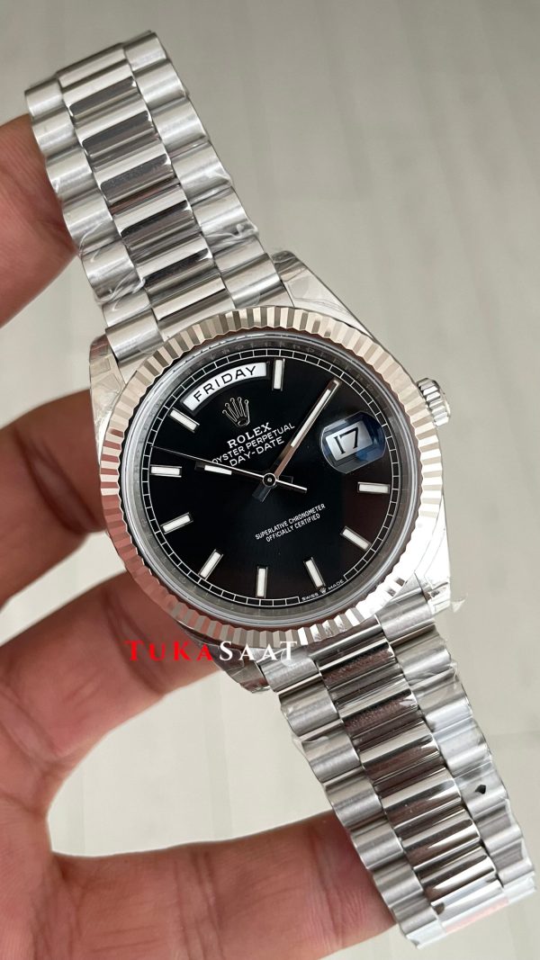Rolex Day Date Siyah Kadran 228239 Bright Black Dial 40mm President 3255 Super Clone ETA Swiss VS Factory