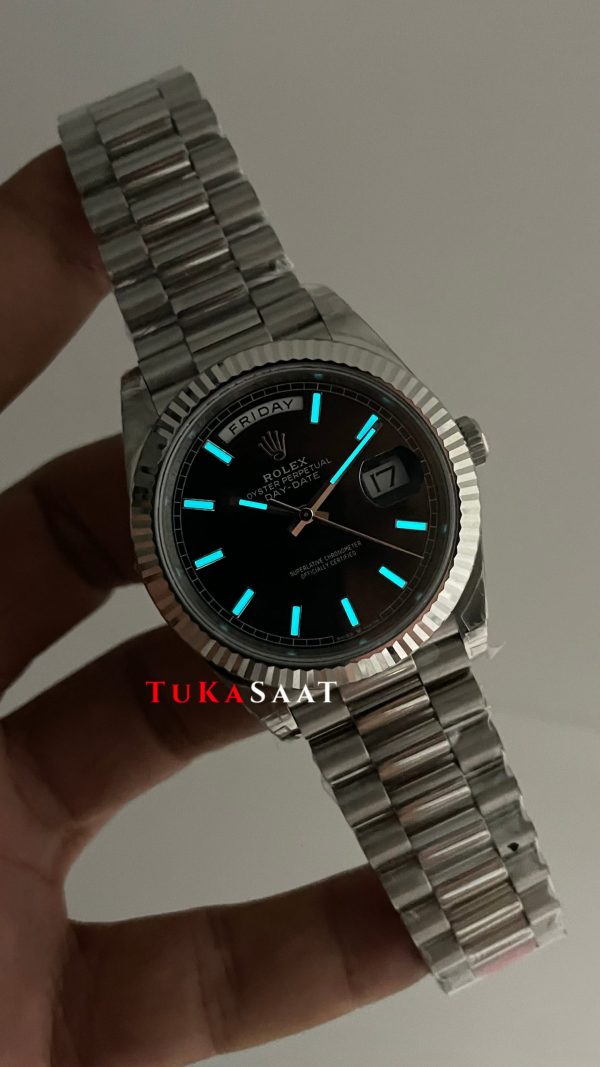 Rolex Day Date Siyah Kadran 228239 Bright Black Dial 40mm President 3255 Super Clone ETA Swiss VS Factory