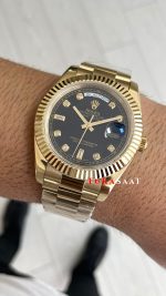 Rolex Day Date Siyah 228238 Diamond Black Dial Gold 40mm Replika Saat