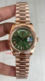 Rolex Day Date Yeşil 228235 Olive Green 40mm Rose Replika Saat