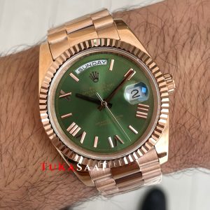 Rolex Day Date Yeşil 228235 Olive Green 40mm Rose Replika Saat