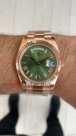 Rolex Day Date Yeşil 228235 Olive Green 40mm Rose Replika Saat