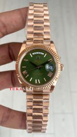 Rolex Day Date Yeşil 228235 Olive Green 40mm Rosegold Swiss ETA Saat GS Factory