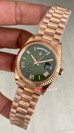 Rolex Day Date Yeşil 228235 Olive Green 40mm Rosegold Swiss ETA Saat GS Factory