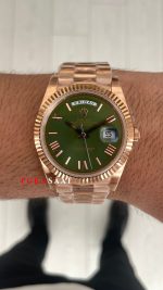 Rolex Day Date Yeşil 228235 Olive Green 40mm Rosegold Swiss ETA Saat GS Factory