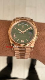 Rolex Day Date Yeşil 228235 Olive Green 40mm Rosegold Swiss ETA Saat GS Factory