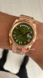 Rolex Day Date Yeşil 228235 Olive Green 40mm Rosegold Swiss ETA Saat GS Factory