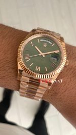 Rolex Day Date Yeşil 228235 Olive Green 40mm Rosegold Swiss ETA Saat GS Factory