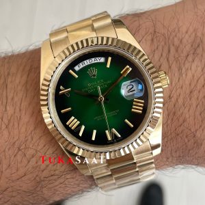 Rolex Day Date Yeşil 228238 Ombre Green Gold 40mm Replika Saat