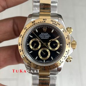 Rolex Daytona Cosmograph 126503 Two Tone Gold 40mm Siyah Kadran Replika Saat