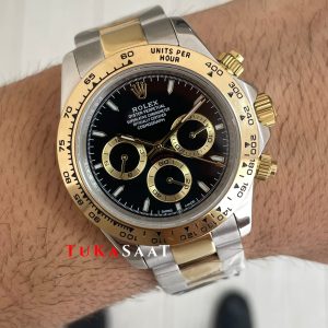 Rolex Daytona Cosmograph 126503 Two Tone Gold 40mm Siyah Kadran Replika Saat