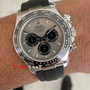 Rolex Daytona Ghost 126519LN Oysterflex Gri Kadran 40mm 4131 Super Clone Swiss Eta Saat QF Factory
