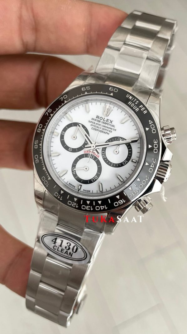 Rolex Daytona Panda 126500LN Beyaz Kadran 40mm 4130 Super Clone Swiss ETA Saat Clean Factory