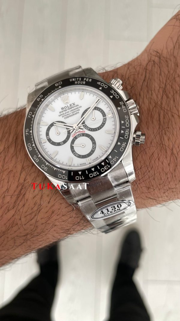 Rolex Daytona Panda 126500LN Beyaz Kadran 40mm 4130 Super Clone Swiss ETA Saat Clean Factory