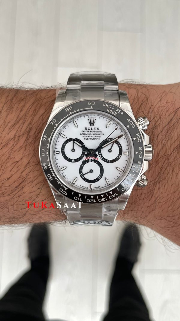 Rolex Daytona Panda 126500LN Beyaz Kadran 40mm 4130 Super Clone Swiss ETA Saat Clean Factory