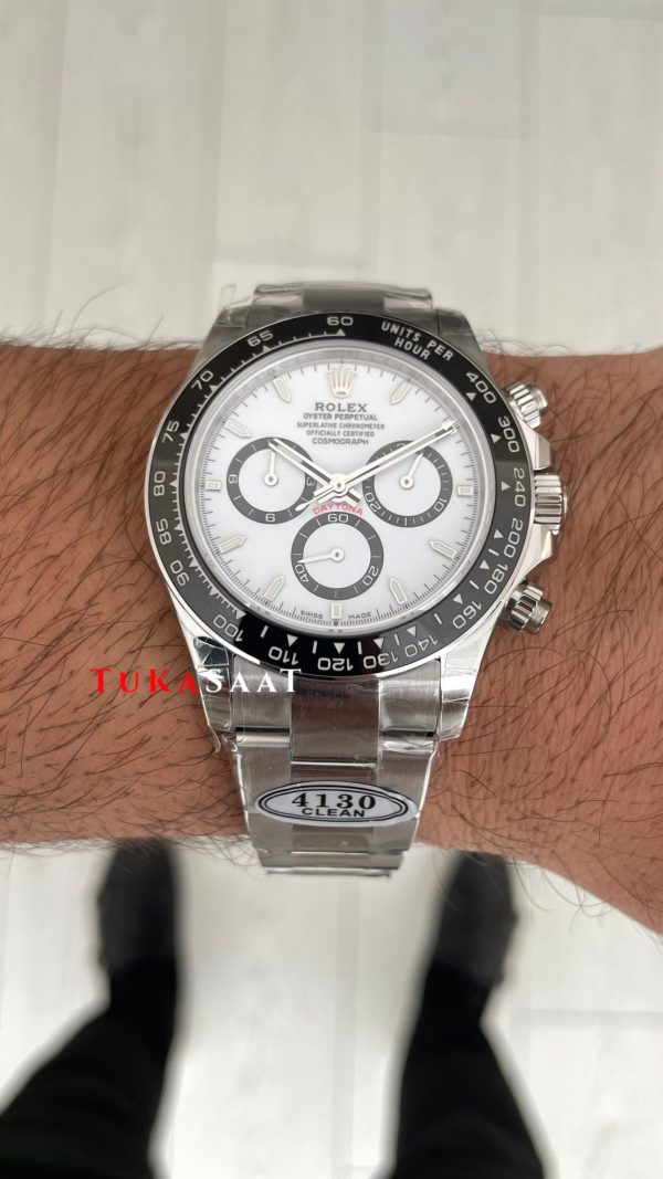 Rolex Daytona Panda 126500LN Beyaz Kadran 40mm 4130 Super Clone Swiss ETA Saat Clean Factory