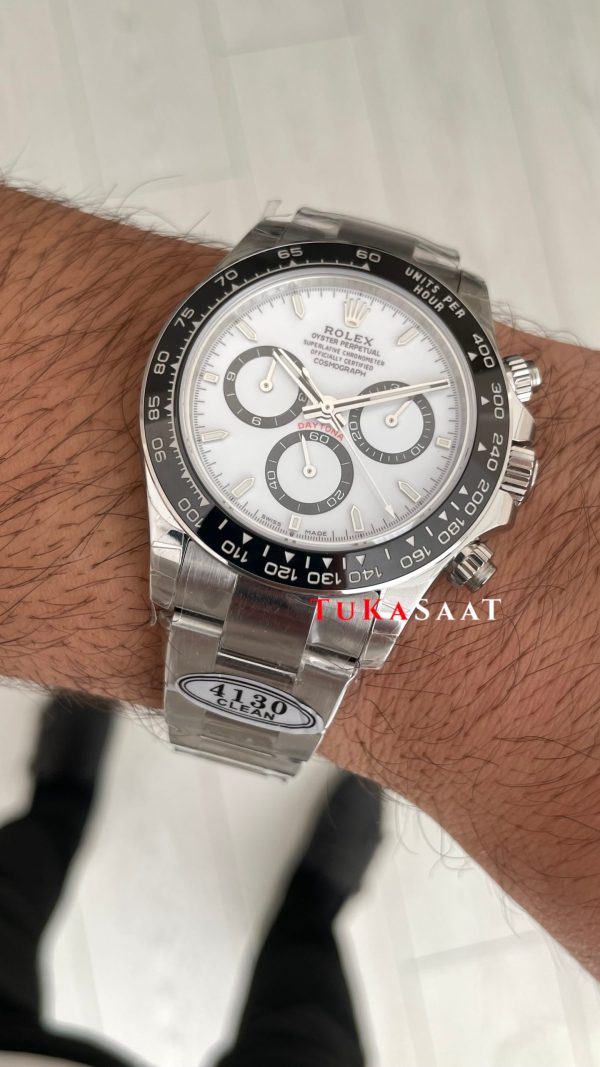 Rolex Daytona Panda 126500LN Beyaz Kadran 40mm 4130 Super Clone Swiss ETA Saat Clean Factory