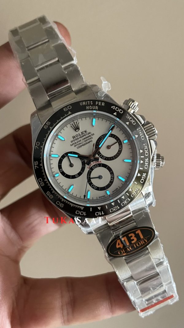 Rolex Daytona Panda 126500LN Beyaz Kadran 40mm 4131 Super Clone Swiss ETA Saat QF Factory