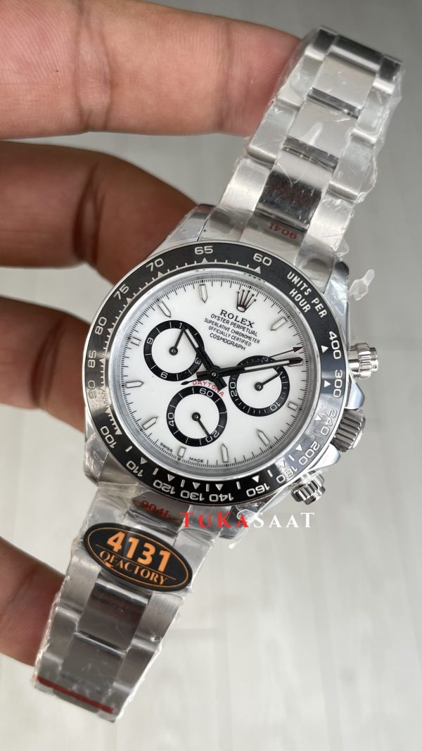 Rolex Daytona Panda 126500LN Beyaz Kadran 40mm 4131 Super Clone Swiss ETA Saat QF Factory