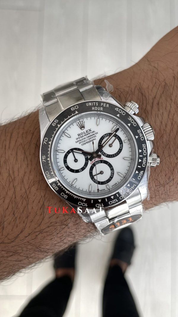 Rolex Daytona Panda 126500LN Beyaz Kadran 40mm 4131 Super Clone Swiss ETA Saat QF Factory