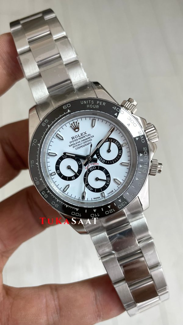 Rolex Daytona Panda 126500LN Beyaz Kadran 40mm Replika Saat Rolex Daytona Panda 126500LN Beyaz Kadran 40mm Replika Saat