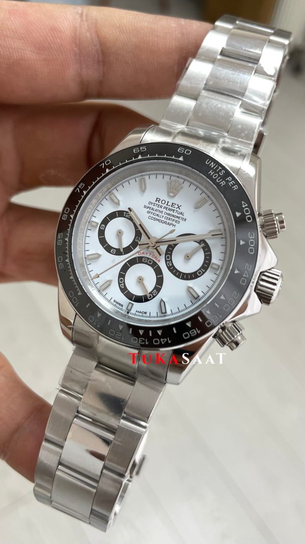 Rolex Daytona Panda 126500LN Beyaz Kadran 40mm Replika Saat Rolex Daytona Panda 126500LN Beyaz Kadran 40mm Replika Saat