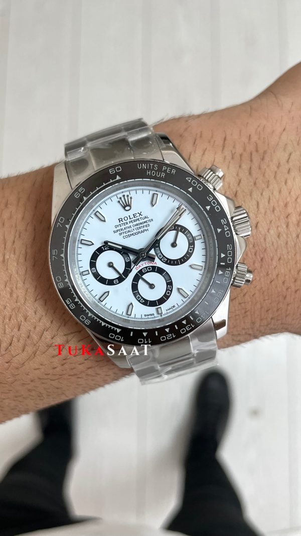 Rolex Daytona Panda 126500LN Beyaz Kadran 40mm Replika Saat Rolex Daytona Panda 126500LN Beyaz Kadran 40mm Replika Saat