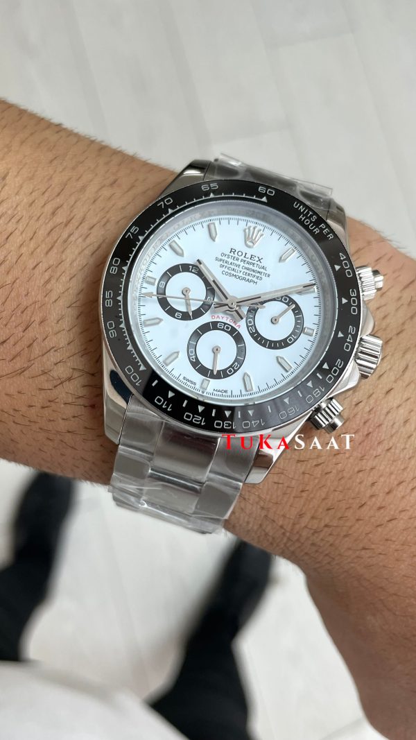 Rolex Daytona Panda 126500LN Beyaz Kadran 40mm Replika Saat Rolex Daytona Panda 126500LN Beyaz Kadran 40mm Replika Saat