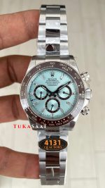 Rolex Daytona Platinum 126506 Ice Blue Baguette Dial 40mm 4131 Super Clone Swiss ETA Saat QF Factory