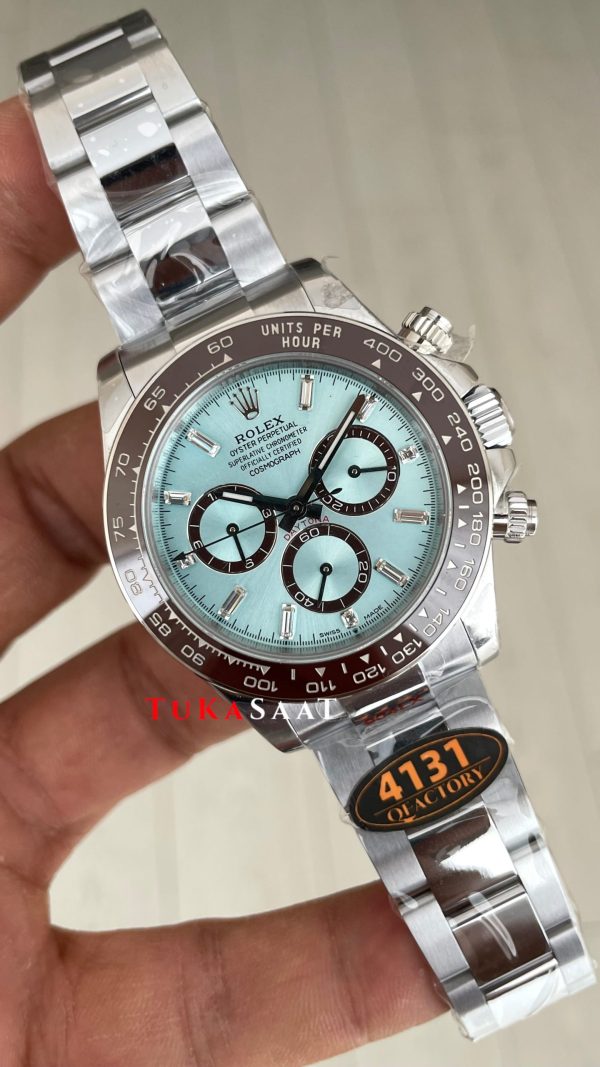 Rolex Daytona Platinum 126506 Ice Blue Baguette Dial 40mm 4131 Super Clone Swiss ETA Saat QF Factory