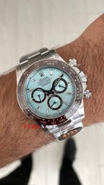 Rolex Daytona Platinum 126506 Ice Blue Baguette Dial 40mm 4131 Super Clone Swiss ETA Saat QF Factory