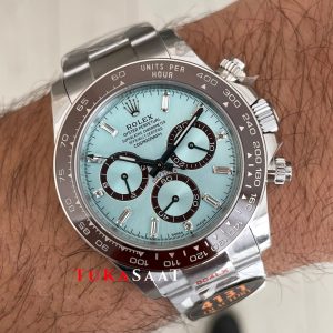 Rolex Daytona Platinum 126506 Ice Blue Baguette Dial 40mm 4131 Super Clone Swiss ETA Saat QF Factory