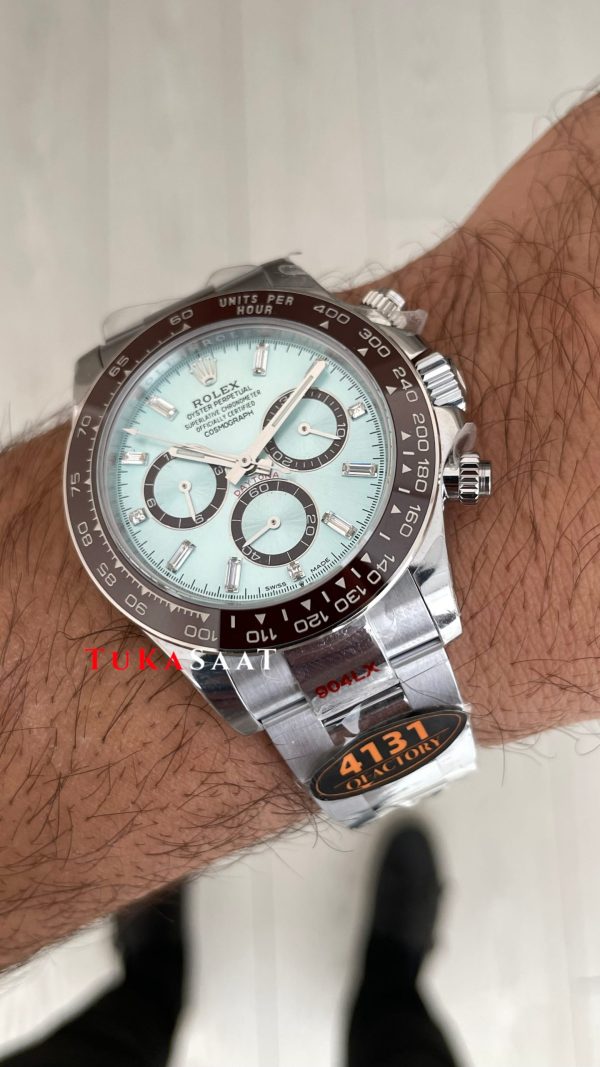 Rolex Daytona Platinum 126506 Ice Blue Baguette Dial 40mm 4131 Super Clone Swiss ETA Saat QF Factory